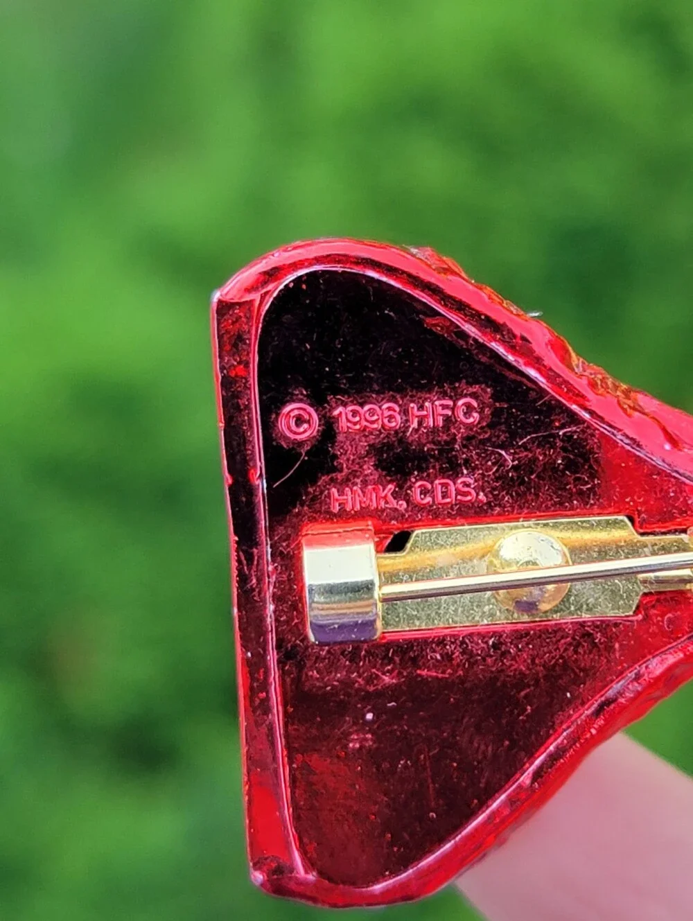 Vintage Red Hershey's Kiss Chocolate Candy Pin Brooch, 1996 HFC